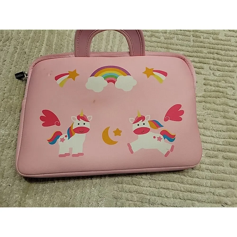 Tablet / Mini iPad/ Kindle carrying case with handles pink unicorn 13 x 9” Girls